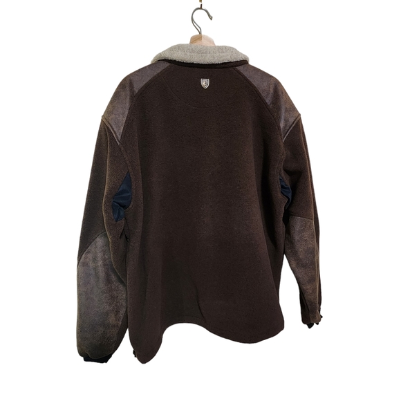 Kuhl Men's Alpenwurx Brown Full Zip Sherpa Collar Faux Leather Fleece Jacket XL - Picture 11 of 11